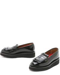 schwarze Leder plateau Slippers von Grenson