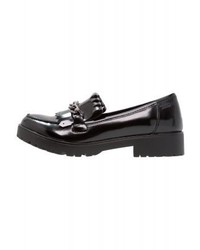 schwarze Leder plateau Slippers von Mtng
