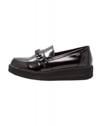 schwarze Leder plateau Slippers von Mtng