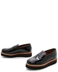 schwarze Leder plateau Slippers von Grenson