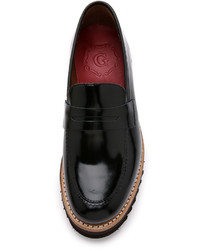 schwarze Leder plateau Slippers von Grenson