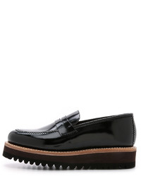 schwarze Leder plateau Slippers von Grenson