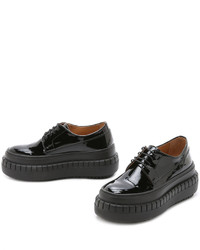 schwarze Leder plateau Slippers von Acne Studios