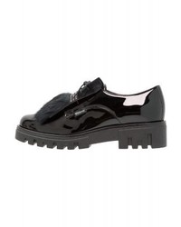 schwarze Leder plateau Slippers von Scapa