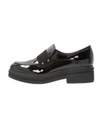 schwarze Leder plateau Slippers von Tamaris