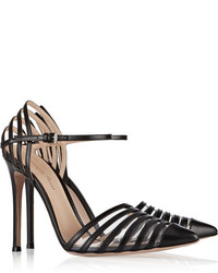 schwarze Leder Pumps mit Ausschnitten von Gianvito Rossi