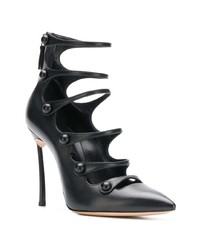 schwarze Leder Pumps mit Ausschnitten von Casadei