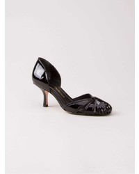 schwarze Leder Pumps mit Ausschnitten von Sarah Chofakian