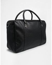 schwarze Leder Reisetasche von Fred Perry