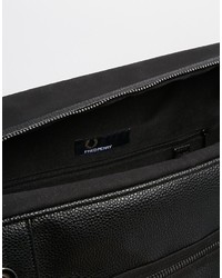 schwarze Leder Reisetasche von Fred Perry