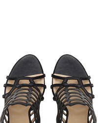 schwarze Leder Sandaletten mit Ausschnitten von PoiLei