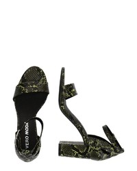 schwarze Leder Sandaletten mit Schlangenmuster von Vero Moda
