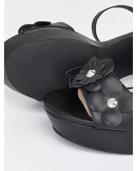 schwarze Leder Sandaletten von Bianco
