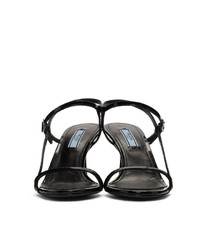 schwarze Leder Sandaletten von Prada