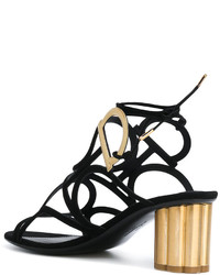 schwarze Leder Sandaletten von Salvatore Ferragamo