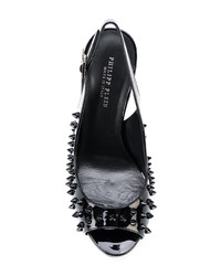 schwarze Leder Sandaletten von Philipp Plein