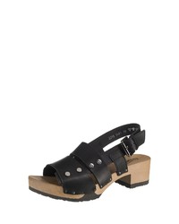 schwarze Leder Sandaletten von Softclox