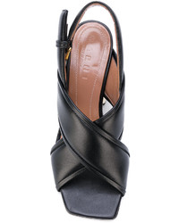 schwarze Leder Sandaletten von Marni