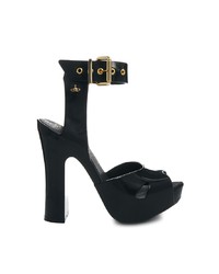 schwarze Leder Sandaletten von Vivienne Westwood For Melissa