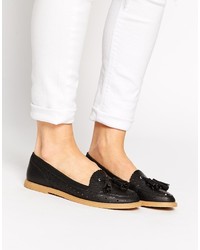 schwarze Leder Slipper mit Quasten von Asos