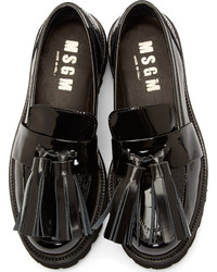 schwarze Leder Slipper mit Quasten von MSGM