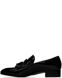 schwarze Leder Slipper mit Quasten von Gucci