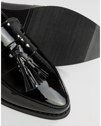 schwarze Leder Slipper mit Quasten von Daisy Street