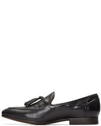 schwarze Leder Slipper mit Quasten von H By Hudson