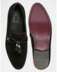 schwarze Leder Slipper mit Quasten von Asos