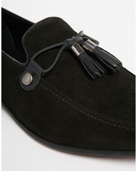 schwarze Leder Slipper mit Quasten von Asos