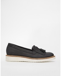 schwarze Leder Slipper mit Quasten von Asos