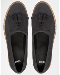 schwarze Leder Slipper mit Quasten von Asos