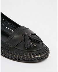 schwarze Leder Slipper mit Quasten von Asos