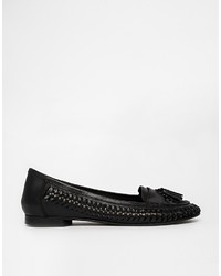 schwarze Leder Slipper mit Quasten von Asos