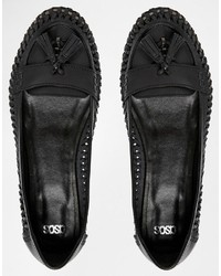 schwarze Leder Slipper mit Quasten von Asos