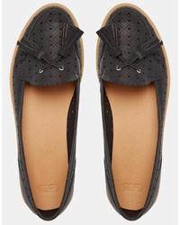 schwarze Leder Slipper mit Quasten von Asos