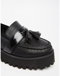 schwarze Leder Slipper mit Quasten von Asos