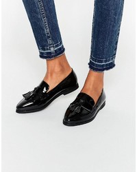 schwarze Leder Slipper mit Quasten von Daisy Street