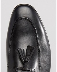 schwarze Leder Slipper mit Quasten von Dune