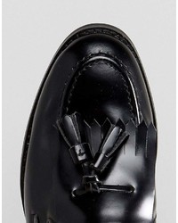 schwarze Leder Slipper mit Quasten von H by Hudson