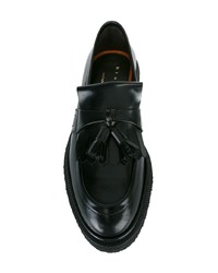 schwarze Leder Slipper mit Quasten von Henderson Baracco