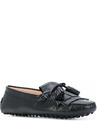 schwarze Leder Slipper mit Quasten von Tod's