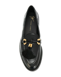 schwarze Leder Slipper mit Quasten von Giuseppe Zanotti Design