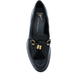 schwarze Leder Slipper mit Quasten von Giuseppe Zanotti Design