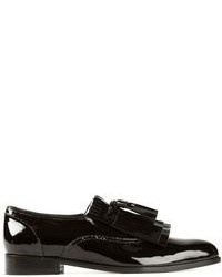 schwarze Leder Slipper mit Quasten von Lanvin