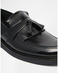 schwarze Leder Slipper mit Quasten von Fred Perry