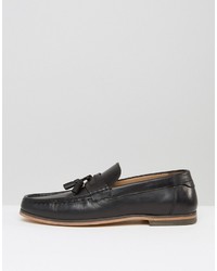 schwarze Leder Slipper mit Quasten von Asos