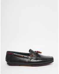 schwarze Leder Slipper mit Quasten von Ted Baker