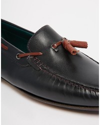 schwarze Leder Slipper mit Quasten von Ted Baker