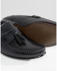 schwarze Leder Slipper mit Quasten von Ted Baker